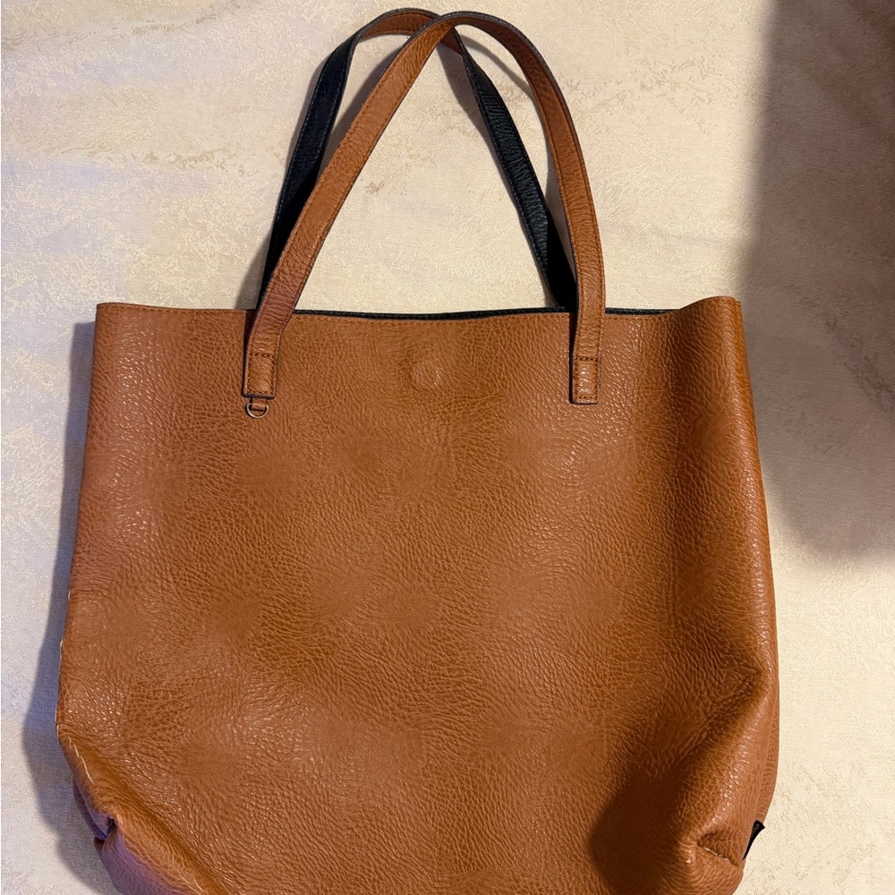 Elegant Tan Faux Leather Tote Bag